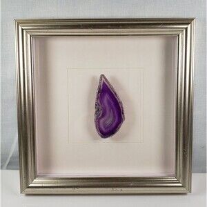 Natural Purple Agate Art 3D Shadow Box Frame with Glass Inlay 9x9x1.2 Inch